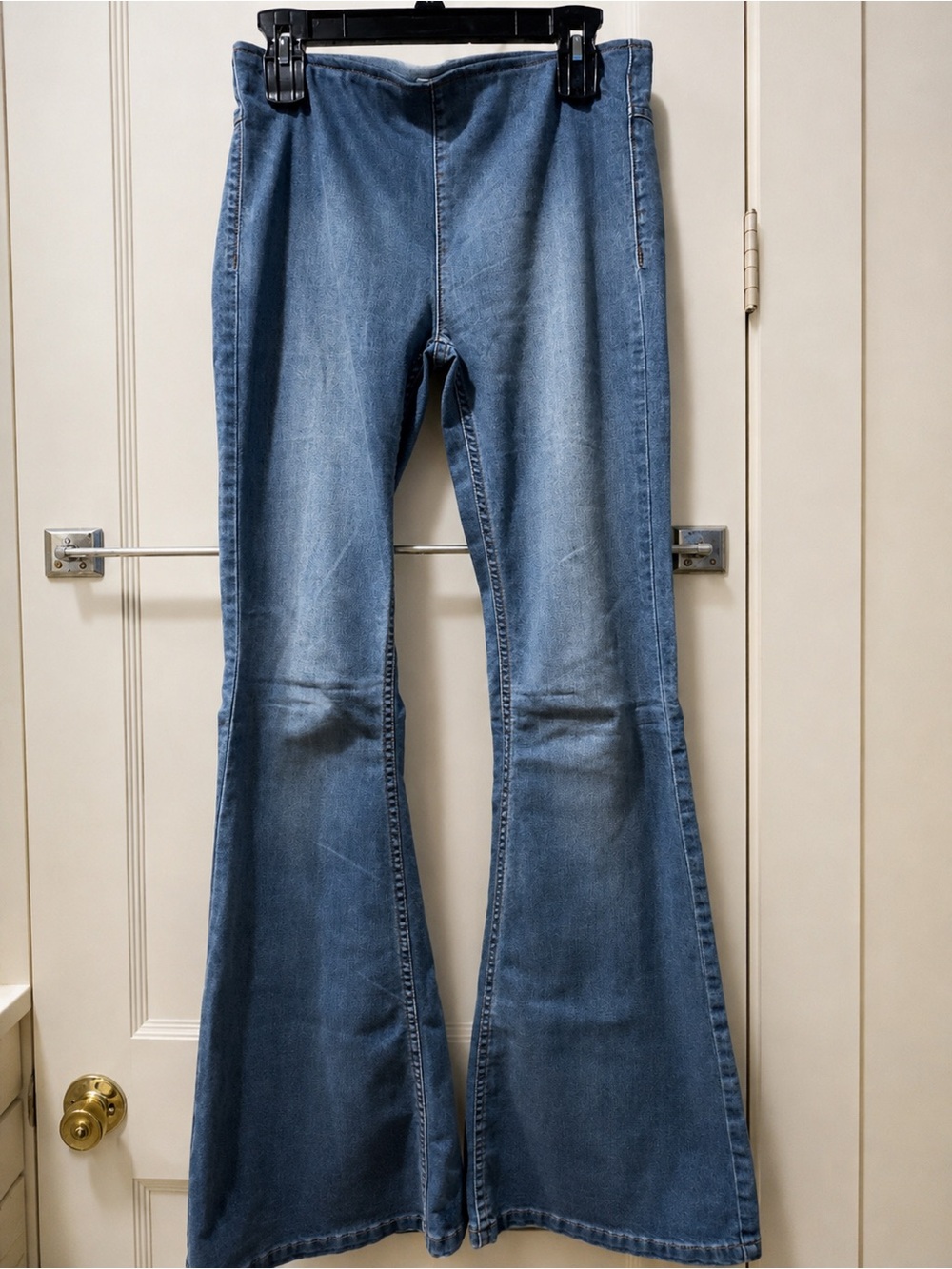 Free People Flare Bell Bottom Jeans W27 Blue Denim Seamed Legs